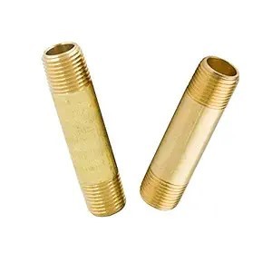 Conector de tubería de latón forjado con rosca BSP/NPT, macho, largo/corto, negro, ASTM/ASME/ANSI, para fontanería, boquilla de tubería larga (AOL-09) - Product Image 5