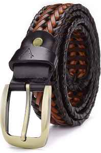 Cinturón Trenzado de Cuero Genuino de Lujo con Hebilla de Diamantes de Imitación, Ligero, de Alta Calidad, Diseño de Dos Tonos, para Hombres y Mujeres - Product Image 5