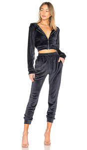 Velvet Hooded Tracksuit Set Printed Crop <b>Top</b> Jogger Pants Women 2-in-1 Summer Casual Streetwear Outfit - Product Image 3