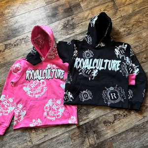 Conjunto de chándal acampanado de algodón grueso con estampado serigrafiado vintage de corte personalizado, estilo streetwear, fabricado a medida - Product Image 3
