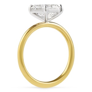Custom 2.1ct Emerald Cut Lab Diamond <b>Ring</b> IGI Certificated 14K Gold Two Tone <b>Plain</b> Band Solitaire <b>Ring</b> Jewelry Manufacturer - Product Image 2