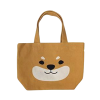 Tas Kanvas Hijau dengan Cetakan Kartun Shiba Inu, Lembut, Ringan, Kasual untuk Penggunaan Sehari-hari, Dua Pegangan, Ramah Lingkungan
