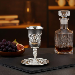 Decorative <b>Metal</b> Goblet with Ornate <b>Engraved</b> Design Vintage Style Drinking Cup for Home Dining Decor and Wholesale - Product Image 4