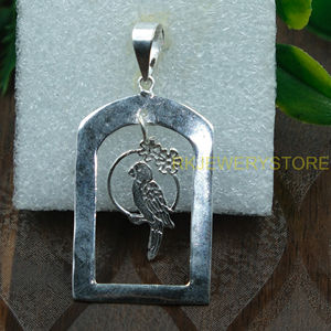 Vintage Bird Flower <b>Arch</b> <b>Frame</b> Pendant Silver Handmade Bird Charm Pendant Nature Inspired Jewelry Women Gift Pendant for Unisex - Product Image 6