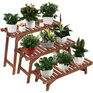 Sheesham Wood 3-Tier Plant Stand - Handcrafted Wooden <b>Planter</b> Display | Wholesale - Product Image 1