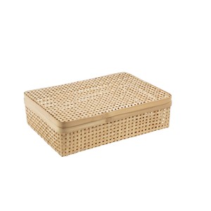 Caja de Regalo de Bambú Ecológica y de Lujo, Organizador Rectangular Hecho a Mano, Cesta Sostenible para el Hogar con Tapa - Product Image 1