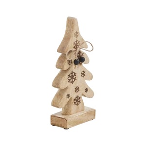 Ornement de Noël en bois avec motif flocon de neige, décoration artisanale de table pour les fêtes - Product Image 2