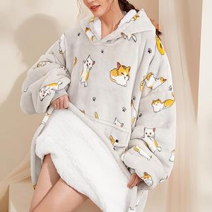 Couverture polaire à capuche unisexe avec imprimé lettres, coupe oversize, pour l'hiver, décontractée, manches classiques, respirante, 100 % coton - Product Image 3