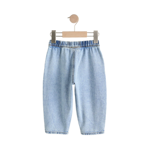 Boys Light Blue Wide Leg Denim <b>Jeans</b> Mid <b>Waist</b> Loose Fit Breathable Casual Spring Summer Autumn Wear Cotton Acid Wash Style - Product Image 3
