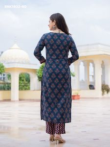 Fournisseur indien de kurtis longs et droits en rayonne de qualité supérieure avec motifs imprimés, pantalons imprimés et ensembles dupatta pour la mode féminine. - Product Image 5