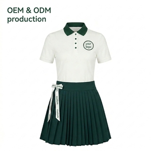 Conjunto de polo estilo preppy para pickleball personalizado para mujer con falda plisada, cintura elástica, lazo con logo de la marca, transpirable y de secado rápido. - Product Image 6