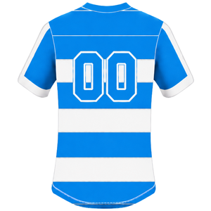 Camiseta de Rugby Azul Rey y Blanca de Manga Corta con Cuello Redondo y Rayas, Ropa Deportiva para Entrenamiento, Partido y Equipo - Product Image 2