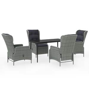 Light Grey And <b>Black</b> Rattan Garden Dining Set 4 Seater Outdoor Furniture Contemporary Weather Resistant Metal <b>Frame</b> - Product Image 4