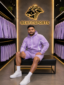 REXFIT <b>SPORTS</b> 2026 Custom Men Purple Nylon Tracksuit Hooded Windbreaker <b>Jacket</b> and Shorts Set Private Label Sportswear - Product Image 5