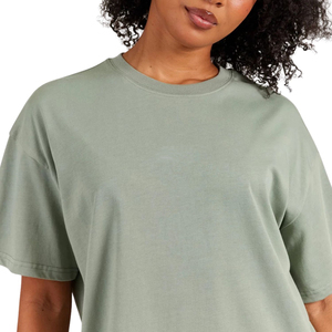 Camiseta de Algodón para Mujer, Corte Holgado, Casual, Manga Corta, Cuello Redondo, Cómoda, Fabricante OEM ODM, Venta al Por Mayor Personalizada - Product Image 2