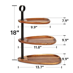 Présentoir rustique à 3 niveaux en bois pour gâteaux, pâtisseries et plats, idéal comme centre de table - Product Image 5