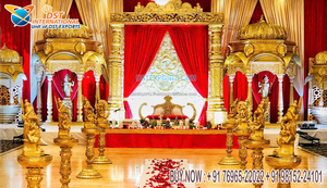 Decoración de Escenario para Bodas con Temática de Radha Krishna, Escenario para Recepción Hindú de Radha Krishna, Escenario para Ceremonia de Boda del Sur de la India, Estados Unidos - Product Image 2
