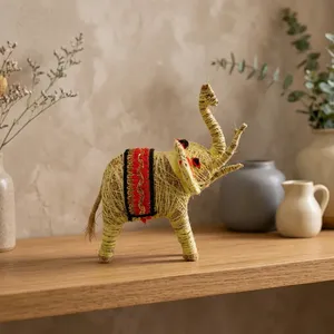 Figurine d'éléphant artisanale en fibre de coco – Décoration animale écologique en fibre naturelle pour la maison et les cadeaux - Product Image 3
