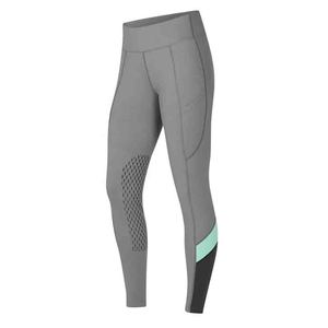Women High Waist Gray Leggings With Pink Stitching Mesh Panel Design Ankle Length Horse Riding Wear - Product Image 3