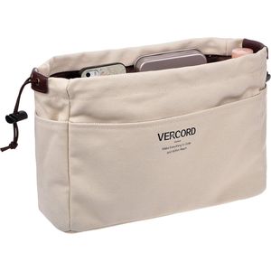 Grande Organizzatore per Borsa in Tela Beige con 10 Tasche, Inserto Robusto per Borse da Donna - Product Image 1