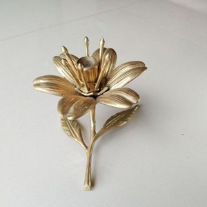 Eye Catching Flower Brass Candle Holder Decorative Accent For Home <b>Table</b> Centerpiece Reading Corner And Side <b>Table</b> Decor - Product Image 4