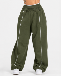 <b>Women</b> Contrastline Zipper Tracksuit Casual Two Piece Set Relaxed Fit <b>Jacket</b> And Wide Leg Pants Matching Outfit Wholesale Apparel - Product Image 5