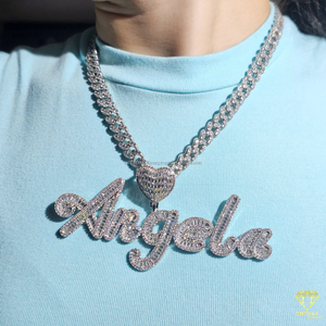 Hip Hop Personalized <b>Name</b> Necklace Iced Out Script Pendant Bling <b>Chain</b> Jewelry For Women Men - Product Image 2