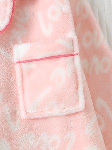 Ensemble de pyjama en polaire pour femme, manches longues, imprimé rayé rose, doux et confortable, vêtements de nuit d'hiver, col montant, fermeture à cordon, longueur intégrale - Product Image 4