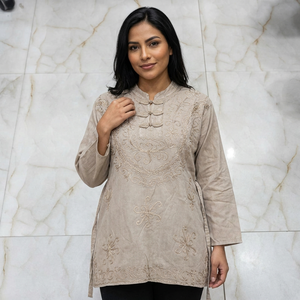 Tunique Maxi en Tissu Rayonne Brodé pour Femmes Indiennes et Musulmanes – Vente en Gros – Idéale pour Soirées et Été - Product Image 2