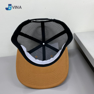Casquette Trucker en Toile Noire et Maille Orange de Haute Qualité avec Logo Personnalisé, 6 Panneaux, Réglable, Unisexe, Broderie 3D Décontractée - Product Image 5