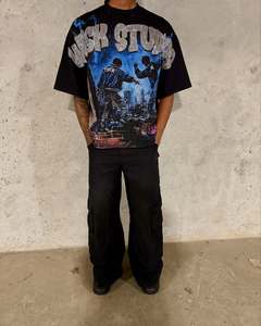 เสื้อยืดคอตตอนทรงโอเวอร์ไซส์ ไหล่ตก ระบายอากาศได้ดี ผ้าถัก สไตล์สตรีทแวร์ พิมพ์ลายกราฟิกเต็มตัว ดีไซน์ลายเรียบ - Product Image 2