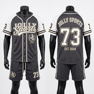 Mens Baseball Jersey Short <b>Set</b> GSM Premium Polyester Mesh Grey White Raglan Panel Custom Sublimation jersey short <b>set</b> for men's - Product Image 1