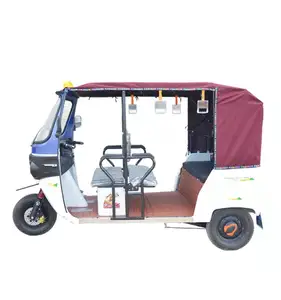 Triciclo elétrico de três rodas para passageiros, auto-riquixá 48V, auto-riquixá elétrico, 4 portas e 9 lugares, táxi aberto com 14 assentos 5-7h