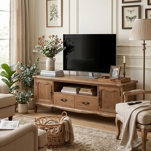 Inaloka Modern Solid Teak Wood <b>TV</b> <b>Stand</b> with Storage for Living Room Furniture - Product Image 6