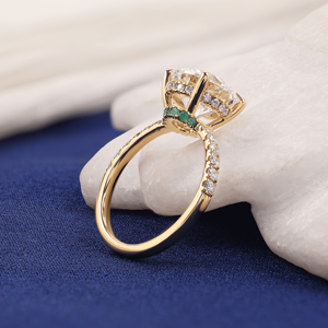 Bague de fiançailles et de mariage SATVIK RATNA Luxury Big Bold Beautiful, 4 carats de diamant de laboratoire avec halo caché, bande accentuée, or 14 carats, certifiée IGI - Product Image 4