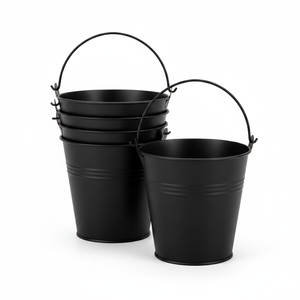 Cubos de metal galvanizado negro con asas para centros de mesa, decoración y fiestas, paquete múltiple - Product Image 3