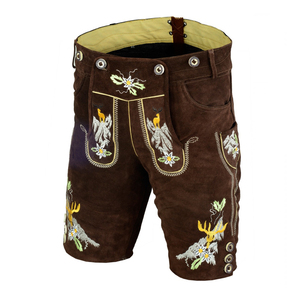 Pantalones Cortos Bávaros de Cuero Estilo Vintage para Hombre con Decoración de Patrones Bordados, Opciones de Pantalones Cortos y Largos - Product Image 6