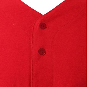 Men's Red Baseball Jersey Short Sleeve Button Front Solid Color Regular Fit Polyester <b>Sport</b> <b>Apparel</b> - Product Image 4