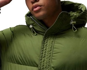 Veste matelassée à capuche verte pour homme, rembourrée de duvet, coupe-vent, fermeture éclair, vêtement d'hiver décontracté, couleur unie, coupe régulière - Product Image 5