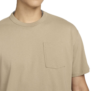 Men's Khaki Cotton T-Shirt O-Neck Short Sleeve Regular Fit Solid Color Casual Jersey Knit Blank Design - Product Image 5