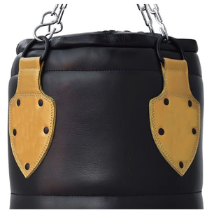 Sac de boxe PROFIT SPORTS en similicuir noir robuste, rempli de sable, avec accents dorés, pour adultes - Product Image 5
