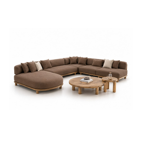 Conjunto de Sofás Seccionales de Madera de Teca Modernos para Exteriores con Mesa de Centro, Muebles de Lujo para Patio, Terraza, Hotel, Resort y Hostelería - Product Image 1