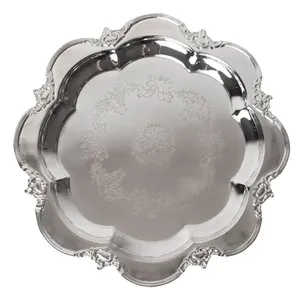 Assiette en métal argenté incassable, résistante au lave-vaisselle, design moderne pour usage quotidien et commercial disponible - Product Image 5