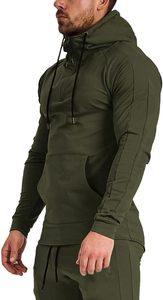Sudadera de manga larga para hombre, ropa deportiva, sudadera con capucha informal para gimnasio, entrenamiento, corte ajustado. - Product Image 1