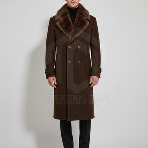 Manteau en laine raffinée pour homme, design classique, tissu respirant et doux, garniture en fourrure, service OEM, vêtements d'extérieur pour l'hiver - Product Image 3