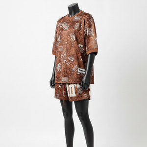 Conjunto de Pantalones Cortos de Malla para Mujer, Premium, 165 GSM, Suave, Secado Rápido, Poliéster, Malla Marrón, Logotipo Gráfico Sublimado - Product Image 4