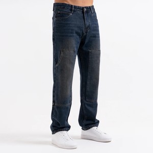 Vente en gros d'usine de nouveaux jeans européens et américains à taille élastique, jeans pour hommes à jambe droite avec poche latérale - Product Image 3