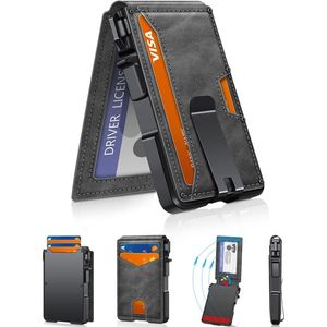 Portafoglio Minimalista da Uomo con Blocco RFID, Finestra Pop-up Intelligente per Documenti, Capacità 9-13 Carte, Sottile e Compatto con Fermasoldi - Product Image 1