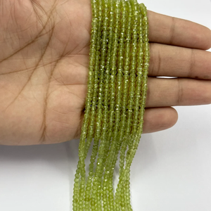 Cuentas facetadas de peridoto Natural de 4mm para joyería de moda AAA verde peridoto Rondelle Beads Strand del fabricante proveedor regular - Product Image 4