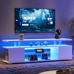 Large <b>Side</b> Cabinet TV Stand for 70 Inch LED TVs Gaming Entertainment Media <b>Storage</b> Console <b>Table</b> for Living Room Use - Product Image 1